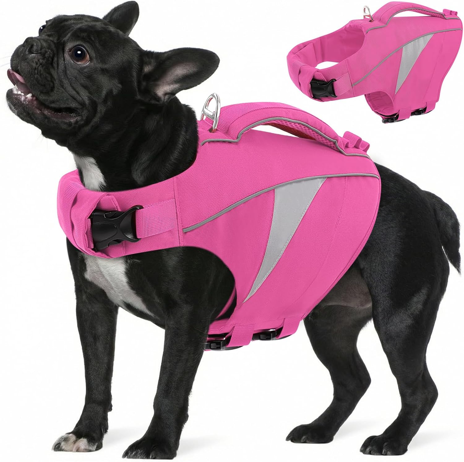 Thumbnail 6 de PUZAUKAL Schwimmweste für Hunde mit Rettungsgriff – Verstellbare Rettungsweste XS (Rot) für kleine Hunde