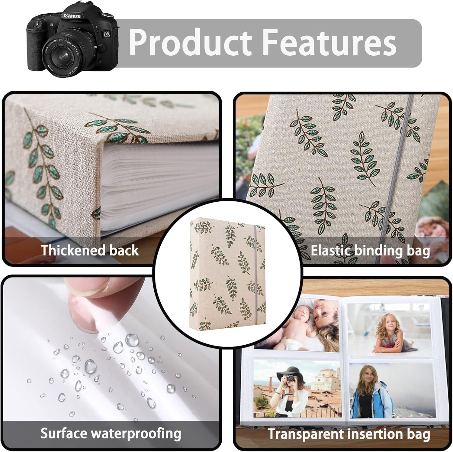 Thumbnail 2 de 4x6 linen photo album 200 photos