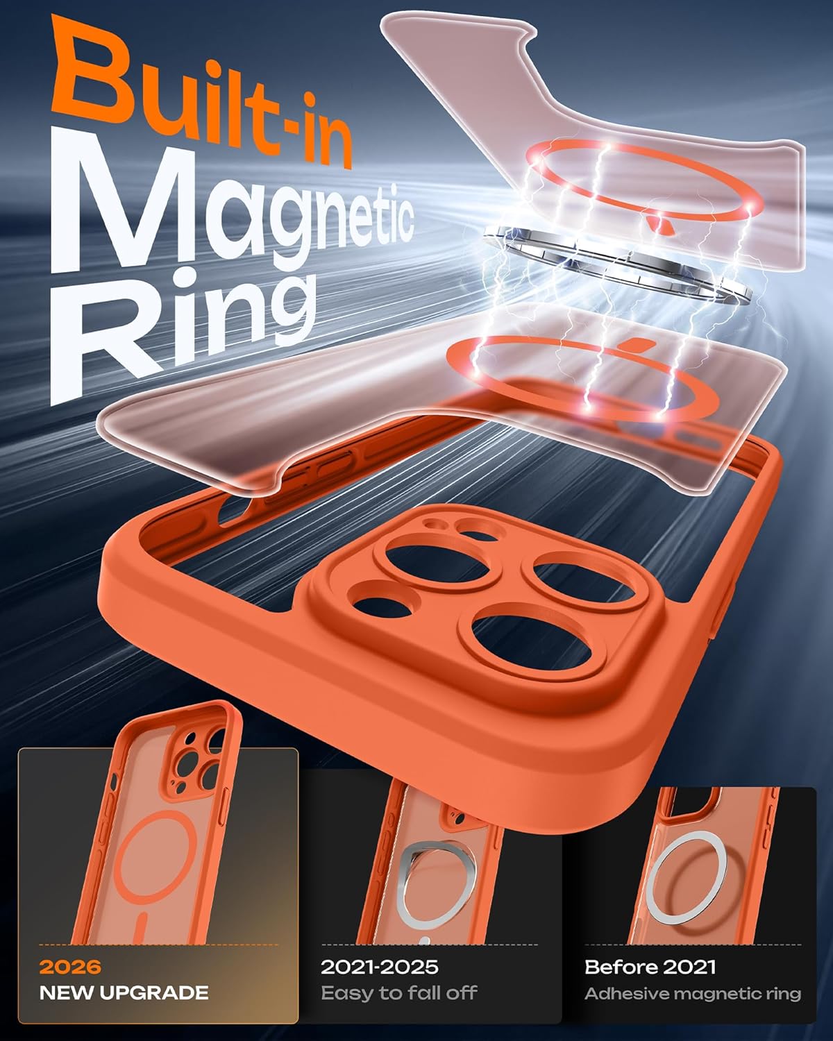 Thumbnail 2 de TOCOL Magnetic Case for iPhone 14 Pro (6.1") – Slim, Matte Translucent Back with 18N Magnetic Ring