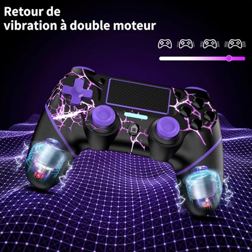 Thumbnail 3 de Manette PS4 sans fil Reddening – modèle violet avec moteurs de mouvement, audio et LED
