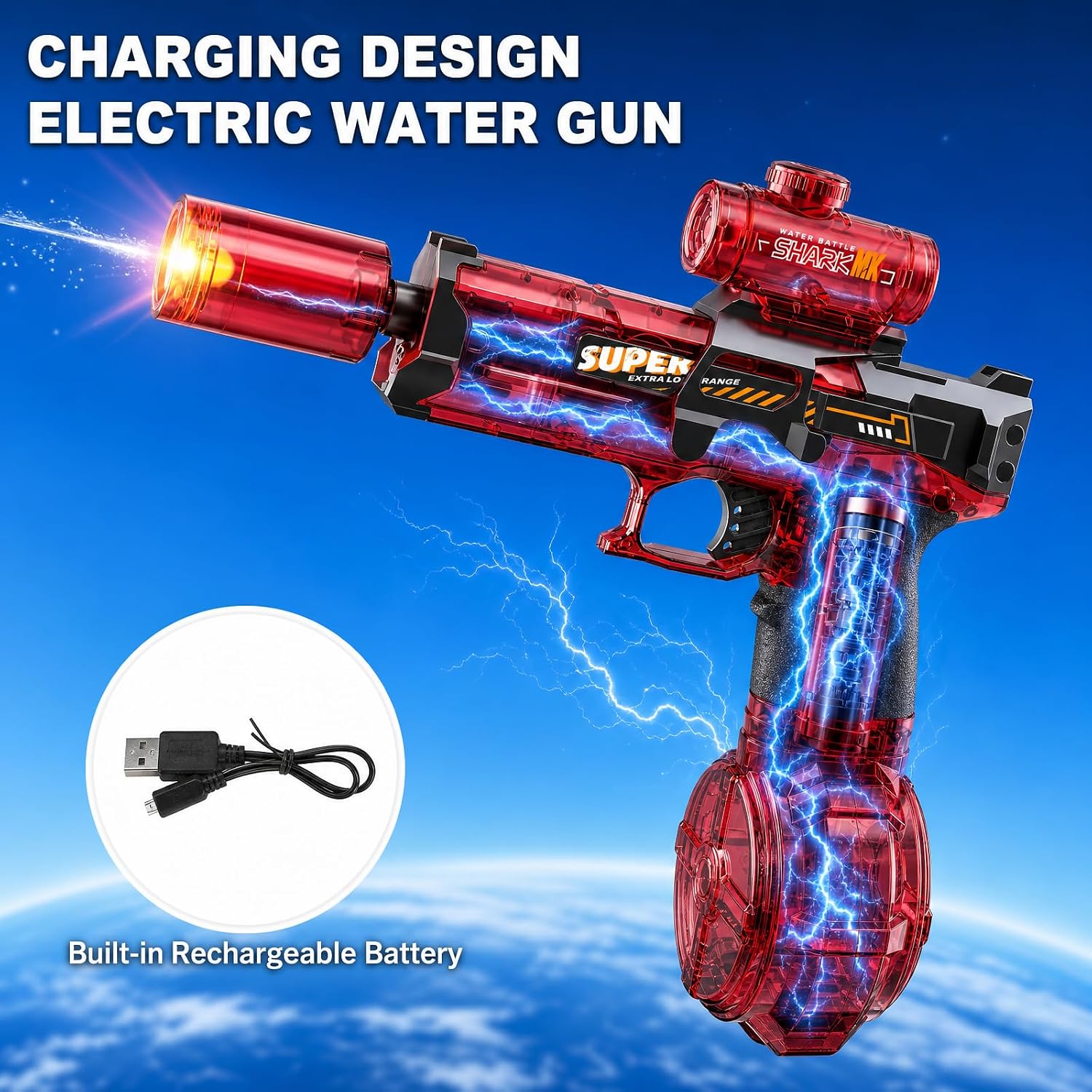 Thumbnail 3 de Electric Water Gun for Adults & Kids: Automatic LED Glow Squirt Gun