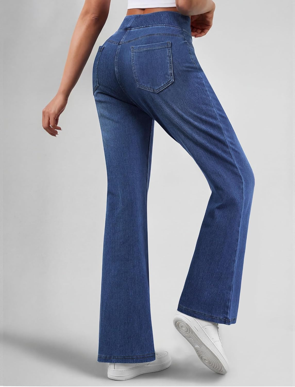 Detalle de FireSwan Women’s Pull-On Flare Jeans with Stretch Denim and Four Pockets