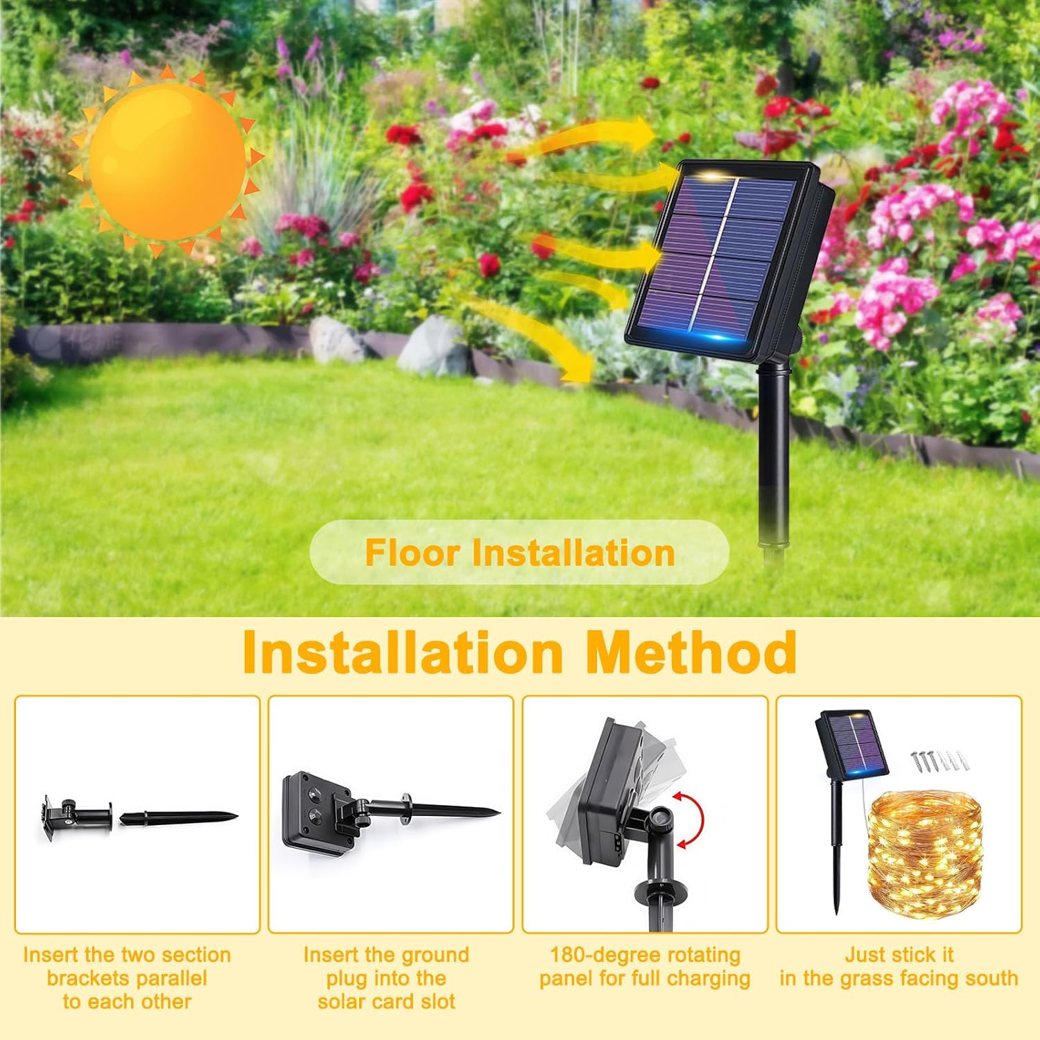 Detalle 2 de flintronic Catena Luminosa Solare 10 m con 100 LED e 8 modalità