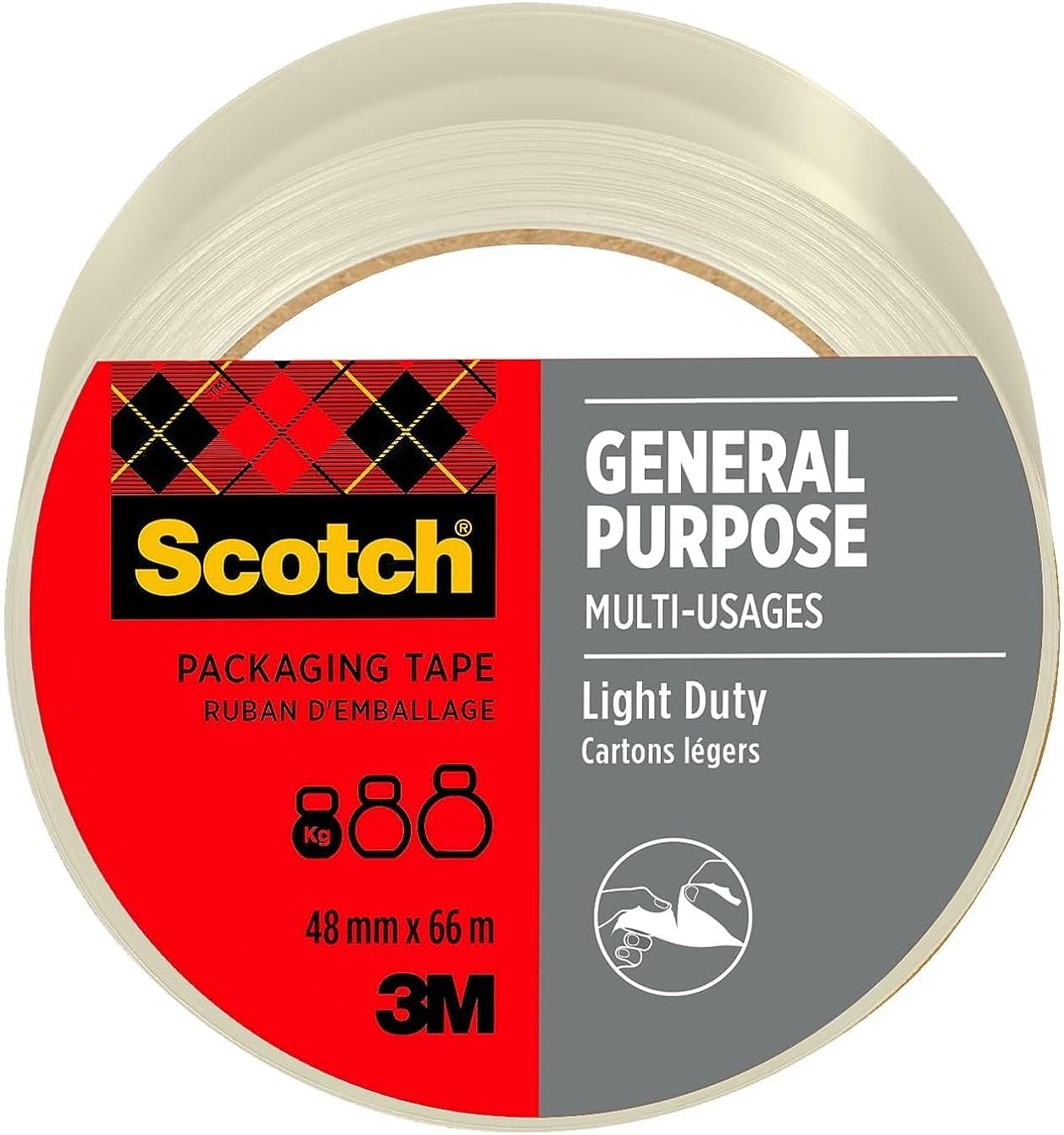 Scotch ruban adhésif multi-usages transparent 48 mm x 66 m (1 rouleau) — pour emballage et stockage