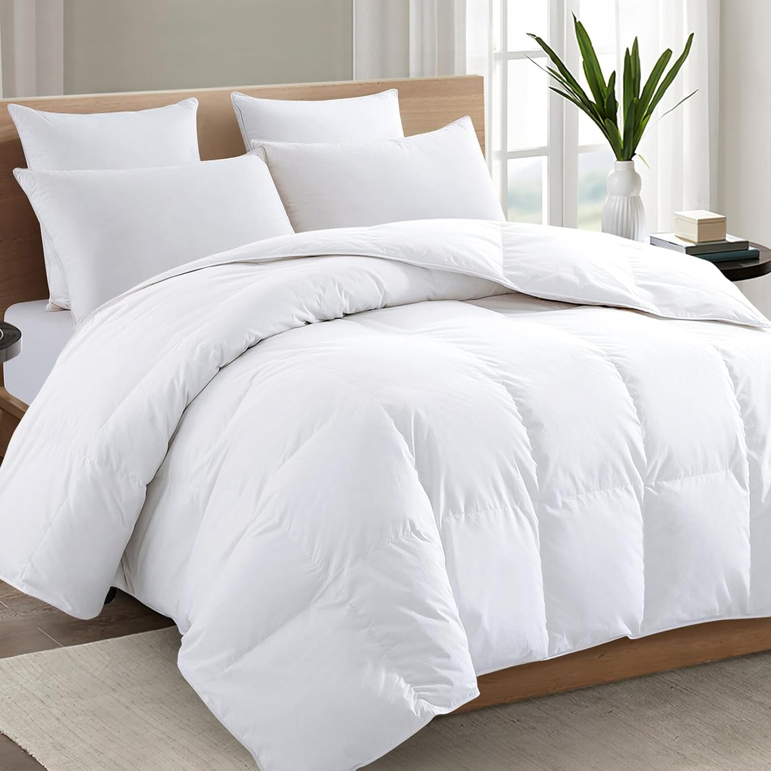 Detalle de TEXARTIST Queen Comforter, All-Season Down Alternative, 4D Spiral Fiber, White