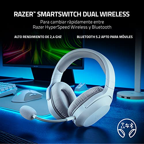 Detalle de Razer Barracuda X (2022) – Mercury White: auriculares híbridos para juego y movilidad