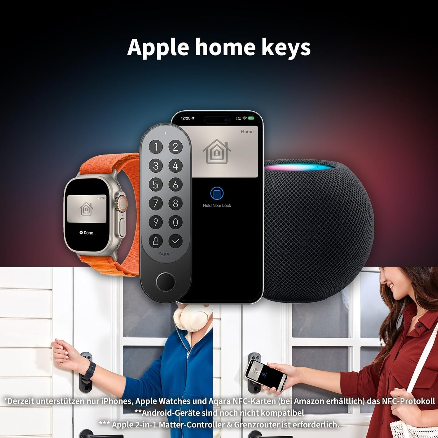 Thumbnail 3 de Aqara Smart Lock U200 mit Fingerabdruck – Matter over Thread, Apple Home Key & Akku, kompatibel mit HomeKit, Google Home, Alexa und SmartThings (schwarz)