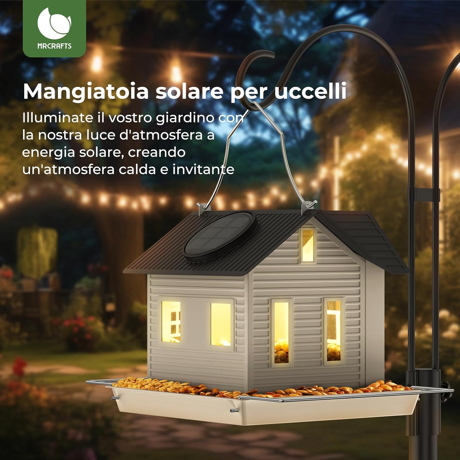 Detalle 2 de MRCRAFTS Mangiatoia per Uccelli Esterno 2 scomparti