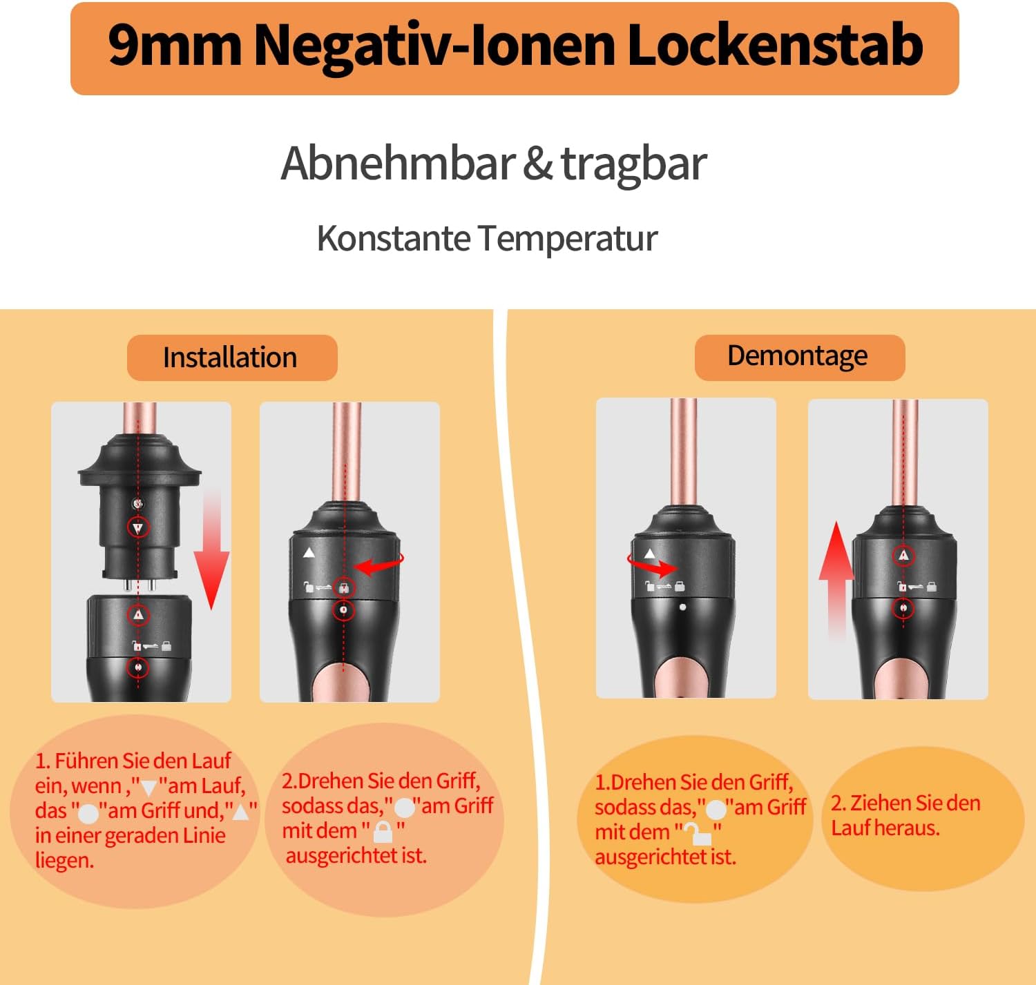 Thumbnail 4 de Lockenstab Kleine Locken – Haglater Mini Lockenstäbe 9 mm mit 2 Temperaturen (180/210 °C)