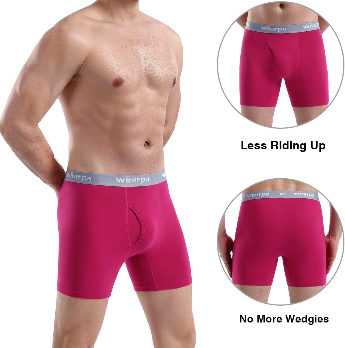 Detalle de wirarpa Cotton Boxer Briefs for Men, 4-Pack with Open Fly
