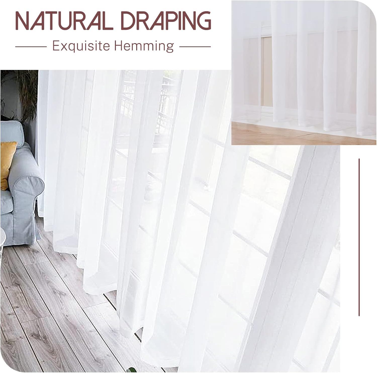 Thumbnail 5 de MRTREES Cortina Visillo Moderno para Ventana, 2 Piezas🧵