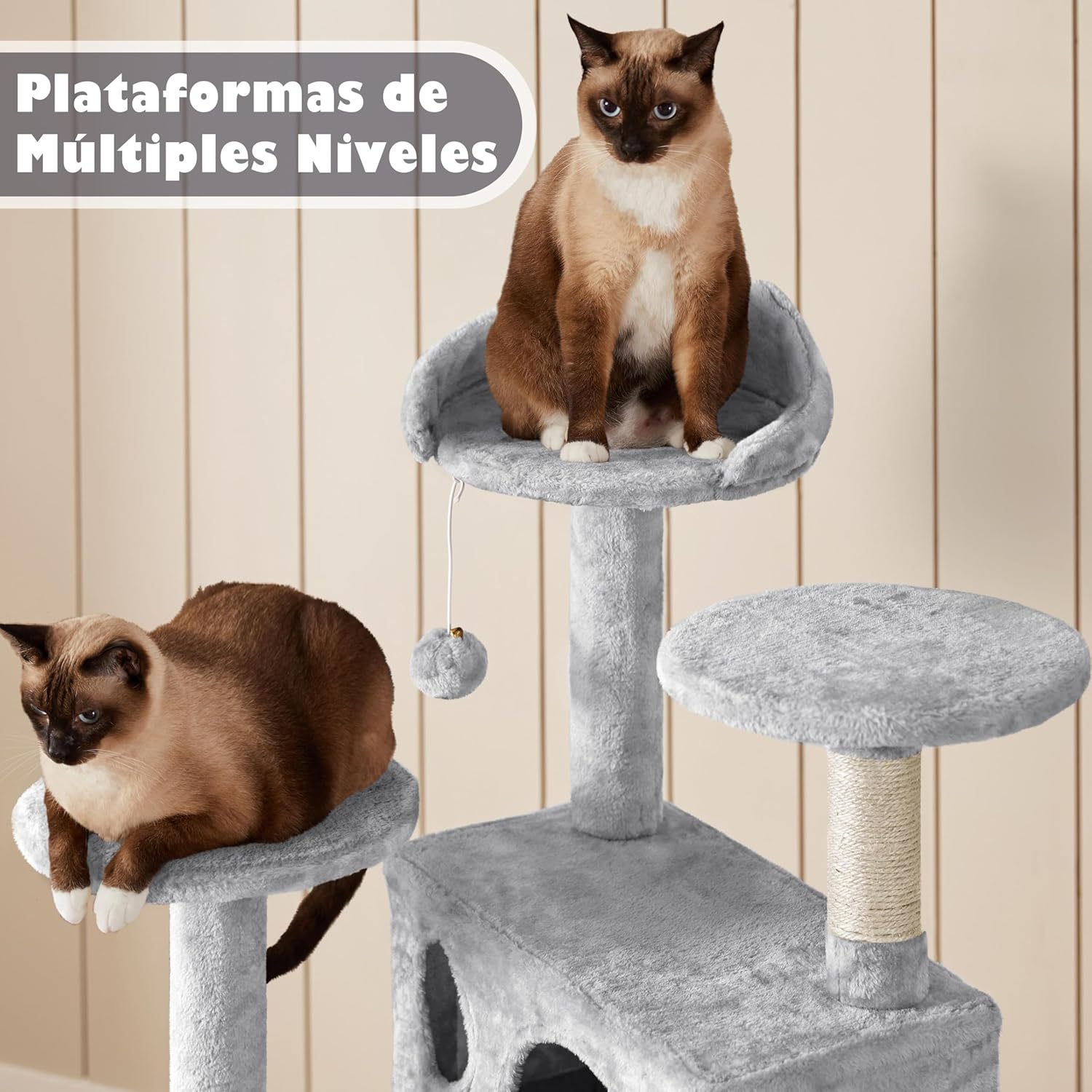 Thumbnail 4 de Yaheetech Árbol rascador 139 cm 3 plataformas