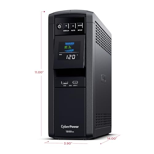 Detalle de CyberPower CP1500PFCLCD PFC Sinewave UPS: 1500VA/1000W Backup with 12 Outlets and AVR