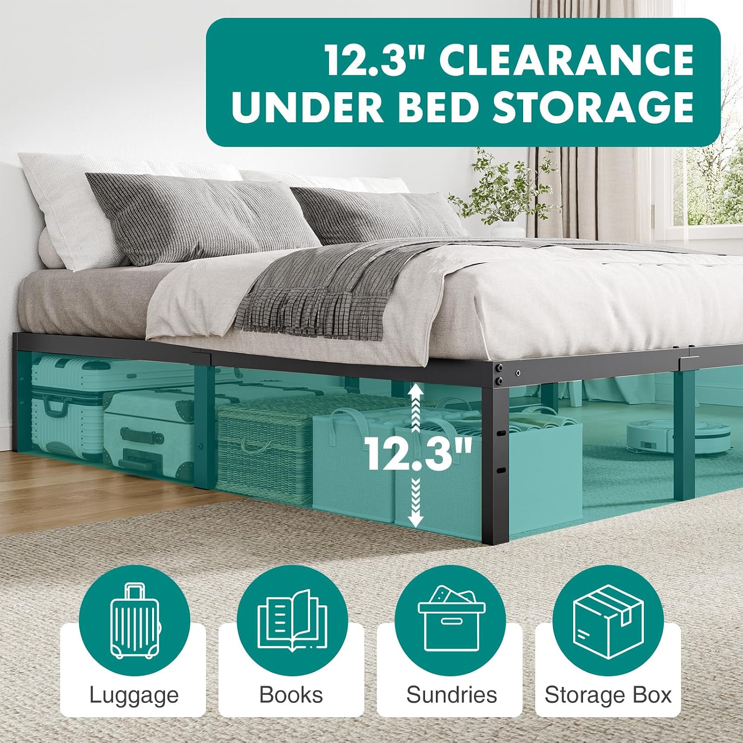 Thumbnail 3 de OLIXIS Metal Bed Frame, 14-inch clearance