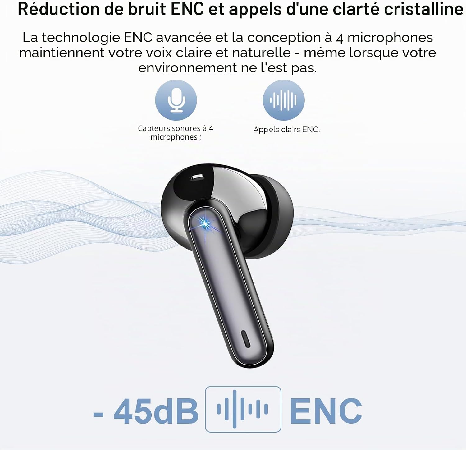 Detalle de Ecouteurs Bluetooth sans Fil xinwld A97 Pro : réduction de bruit, 40H et IP67, son HiFi 5.4
