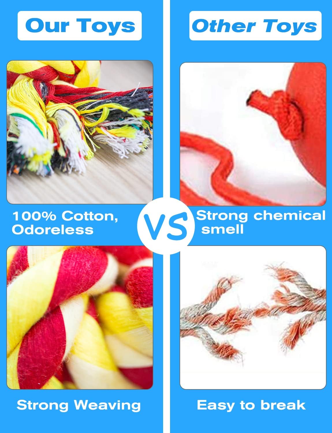 Thumbnail 2 de Decyam Rope Puppy Teething Chew Toy 4-Pack (giraffe, carrot and tug ropes) for small dogs