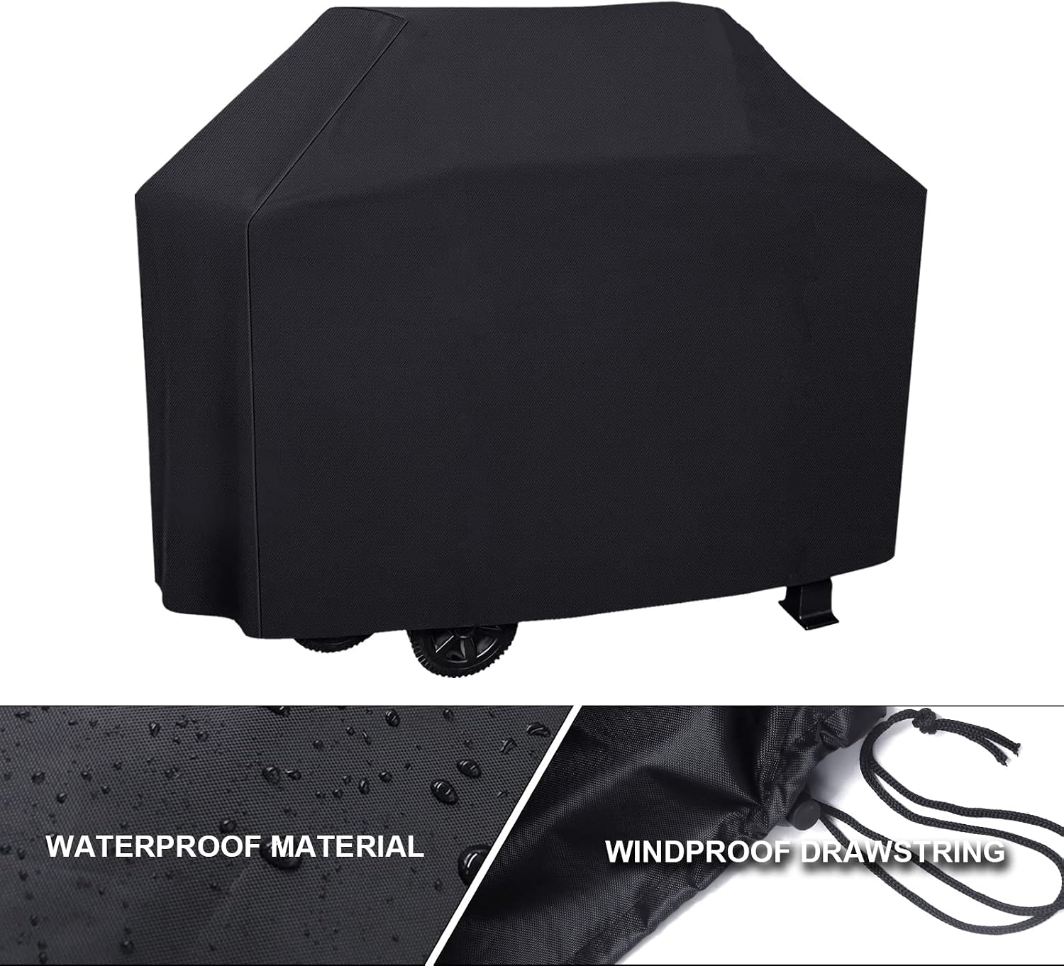 Detalle de Grill Abdeckhaube 147x61x122 cm: Wetterfest, 210D Oxford, staub- & regensicherer Grillschutz