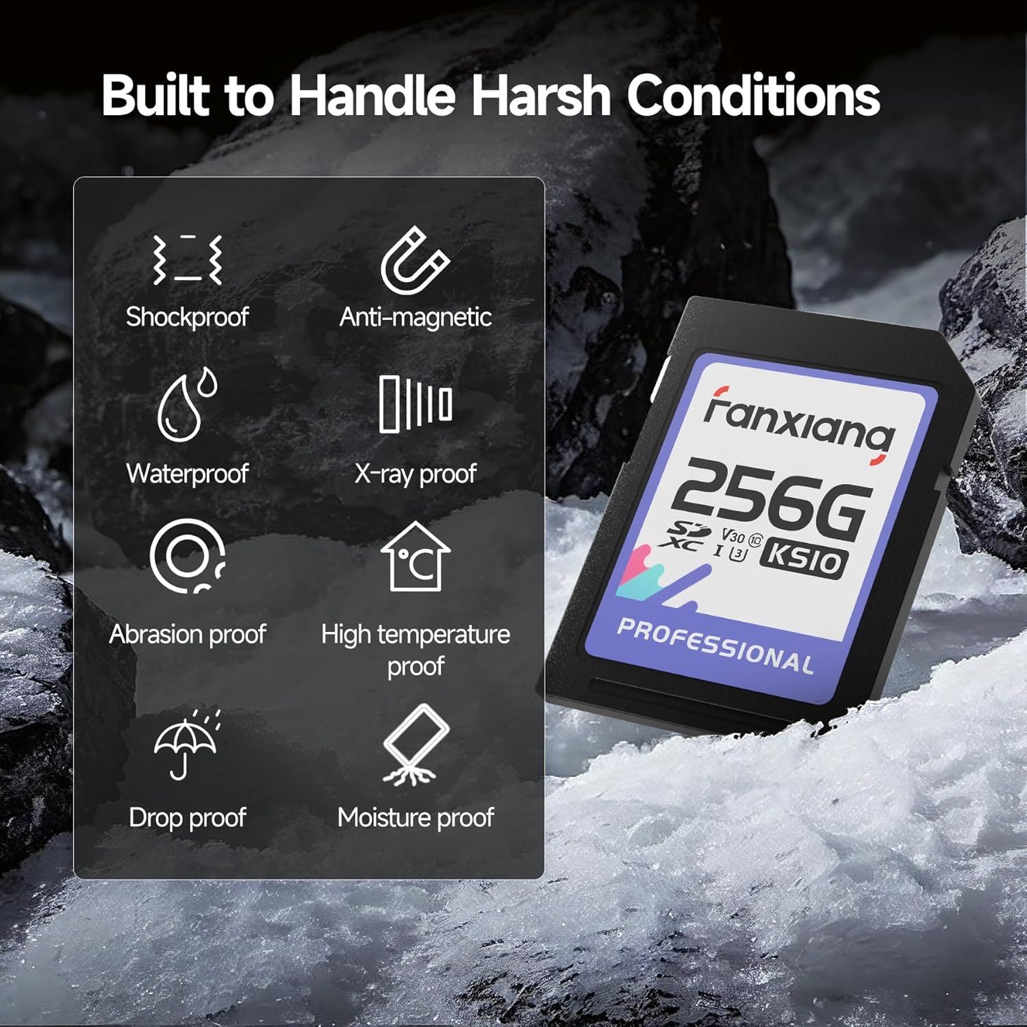 Detalle 2 de fanxiang SD Card 256GB SDXC – Ultra‑Reliable UHS‑I Card for 4K and Pro Photography