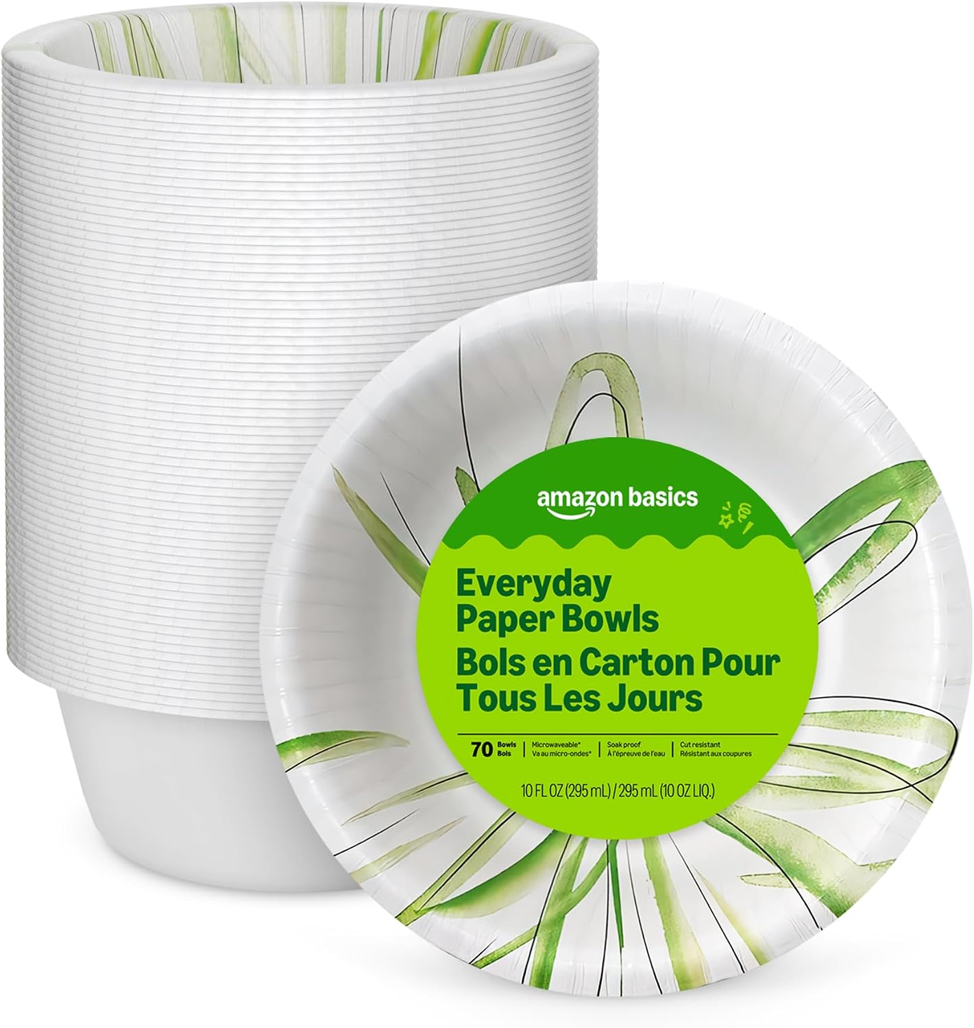 Amazon Basics Everyday 10 Oz Paper Bowls, 70 Count, White