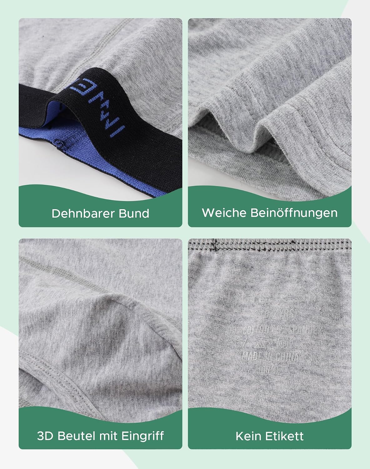 Detalle 2 de INNERSY Jungen Boxershorts 5er Pack Baumwolle