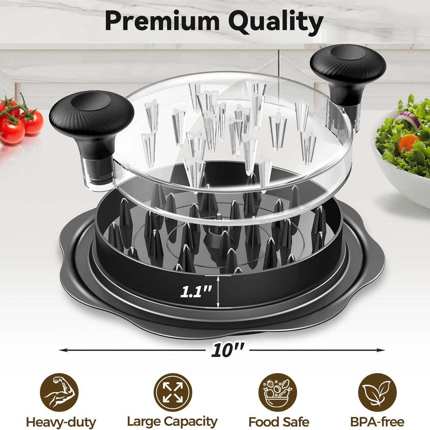 Thumbnail 1 de Ukeetap 10" Pro Chicken Shredder Tool Twist Large: BPA-Free, Non-Slip Kitchen Helper