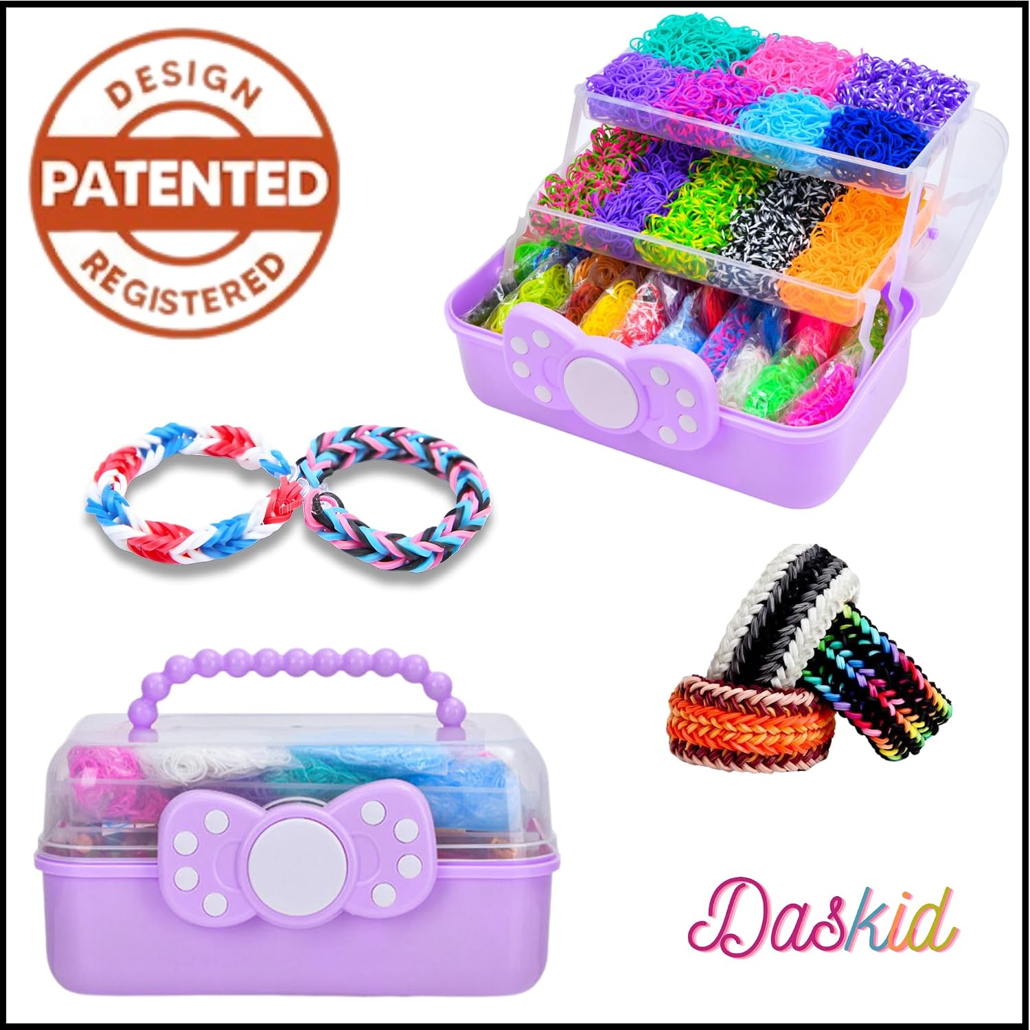 Detalle de DasKid 17,000+ Loom Bands Kit (40 colours) with beads, S-clips, charms and storage box