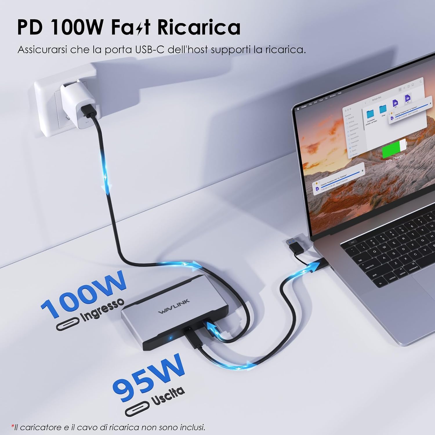 Thumbnail 5 de WAVLINK Docking station per 3 monitor 4K su macOS (M1/M2/M3/M4) con 3 HDMI e 2 DP, USB-C/USB-A e PD 100W