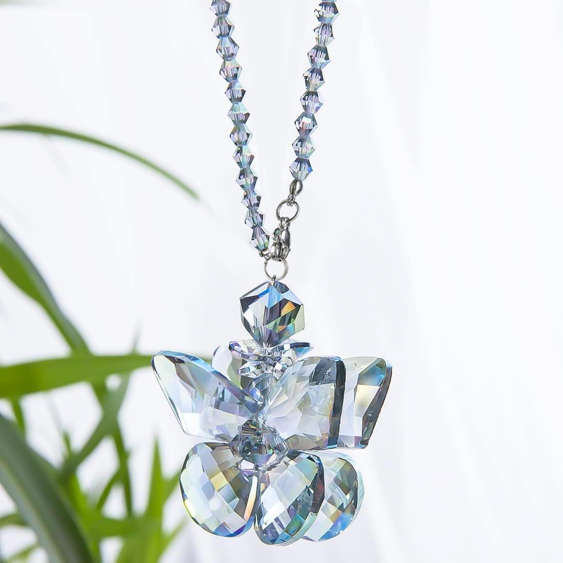 Detalle de H&D HYALINE & DORA Crystal Glass Butterfly Car Key Charm Mirror Hanging Ornament (Butterfly-1)