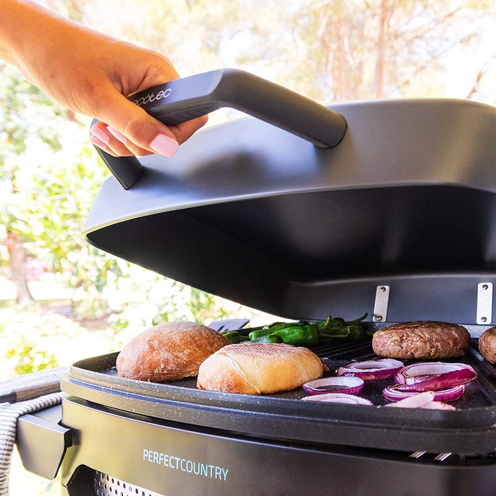 Detalle de Cecotec Barbecue Elettrico Perfect Country 2000 EasyMove — Grill 43x38 cm, 2000 W, antiaderente