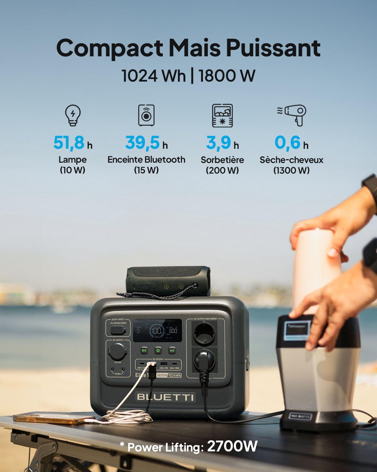 Thumbnail 1 de BLUETTI Elite 100 V2 : générateur électrique portable LFP 1024Wh, 1800W et recharge rapide en 70 min