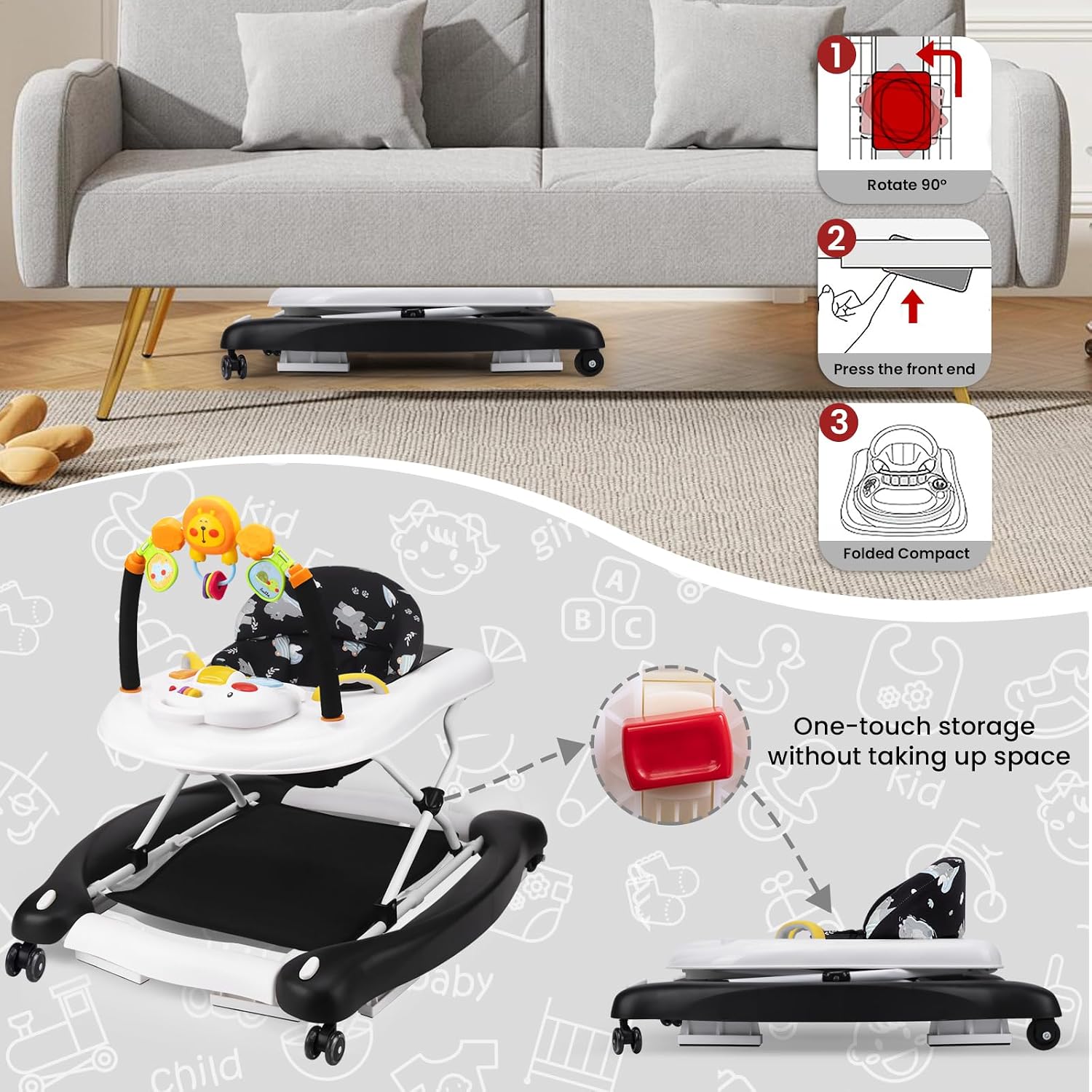 Thumbnail 6 de RefoereBabe 5-in-1 Baby Walker: Versatile Activity Walker for 6-18 Months