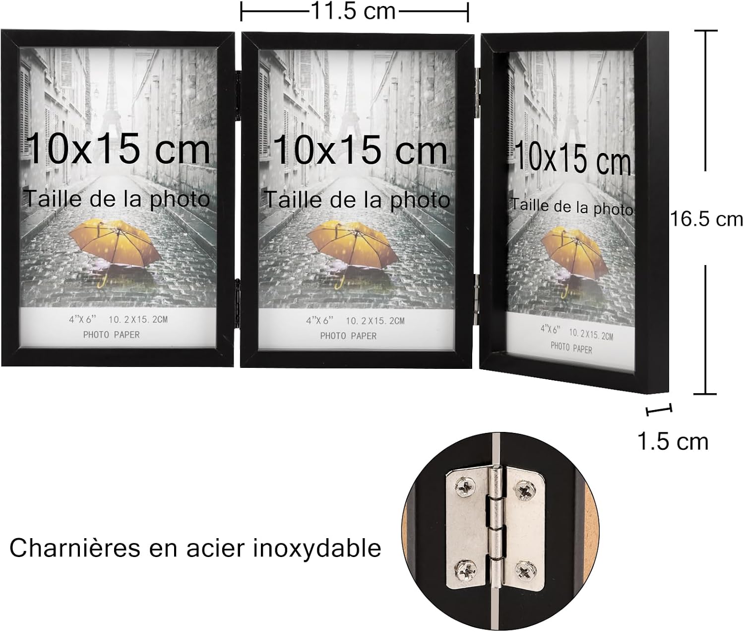 Detalle 1 de AVEAX Cadre Photo 10x15 cm Triple