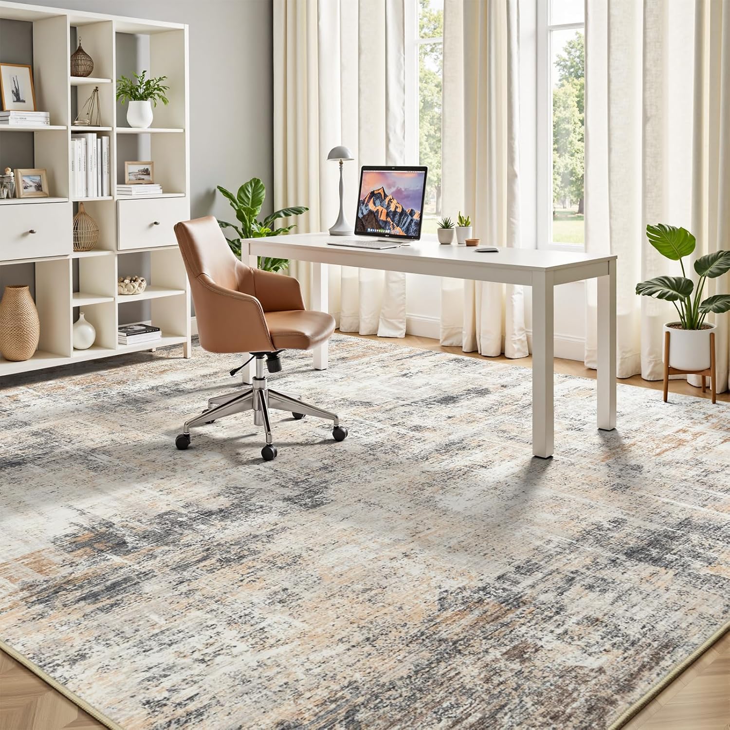 Thumbnail 5 de Lofus 8x10 Area Rug for Living Room (Gold Abstract) with Non-Slip Backing