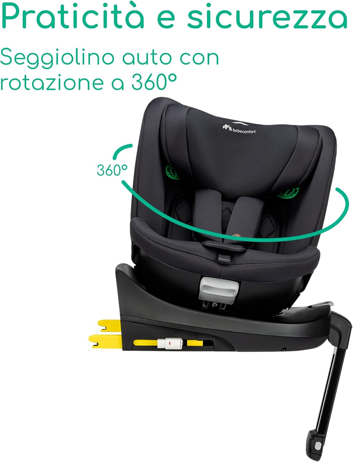 Detalle de Bebeconfort RevolveFix Plus 360 i-Size: Seggiolino auto girevole 0-36 kg, ISOFIX, 8 posizioni di reclinazione, tessuti traspiranti