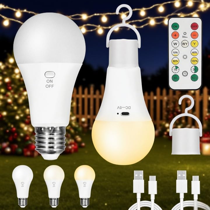 Detalle de Kambo D0742 oplaadbare E27-ledlampen, dimbaar met afstandsbediening en timer
