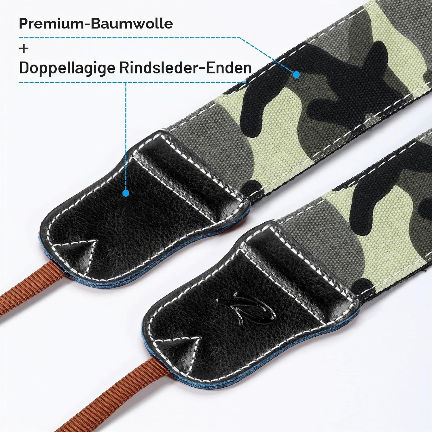 Thumbnail 1 de Tarnen Kameragurt – Doppellagiges Echtes Leder, 5 cm breit, verstellbar