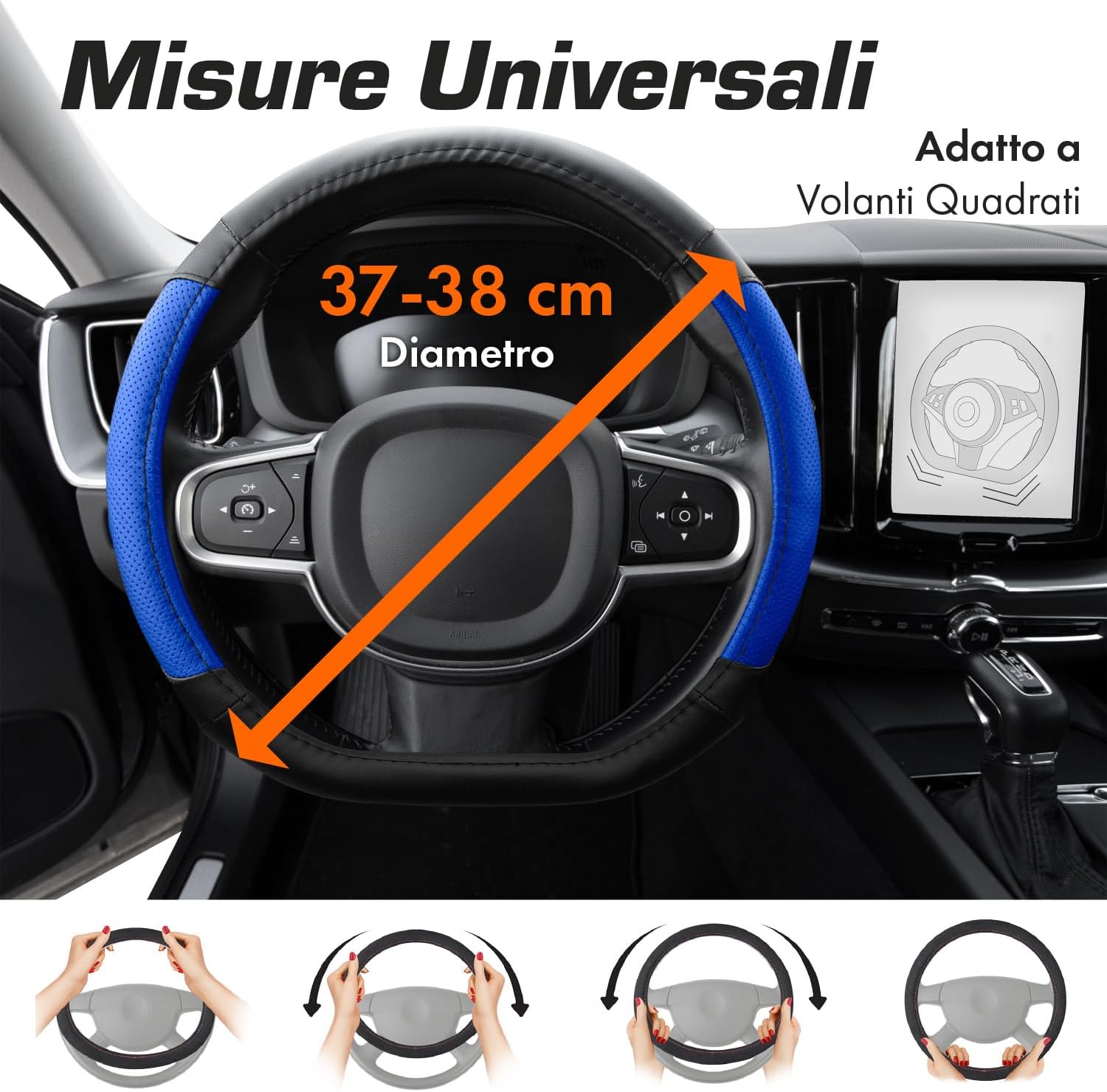 Thumbnail 3 de Upgrade4cars Coprivolante Tipo D Nero Blu 37-38 cm