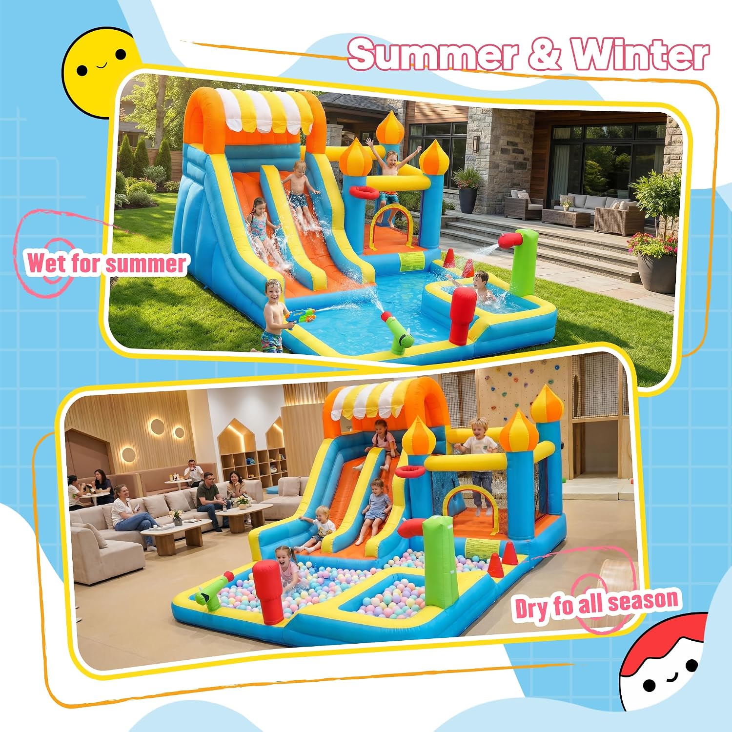 Thumbnail 2 de HIJOFUN Inflatable Bounce House with Water Slides and 550W Blower