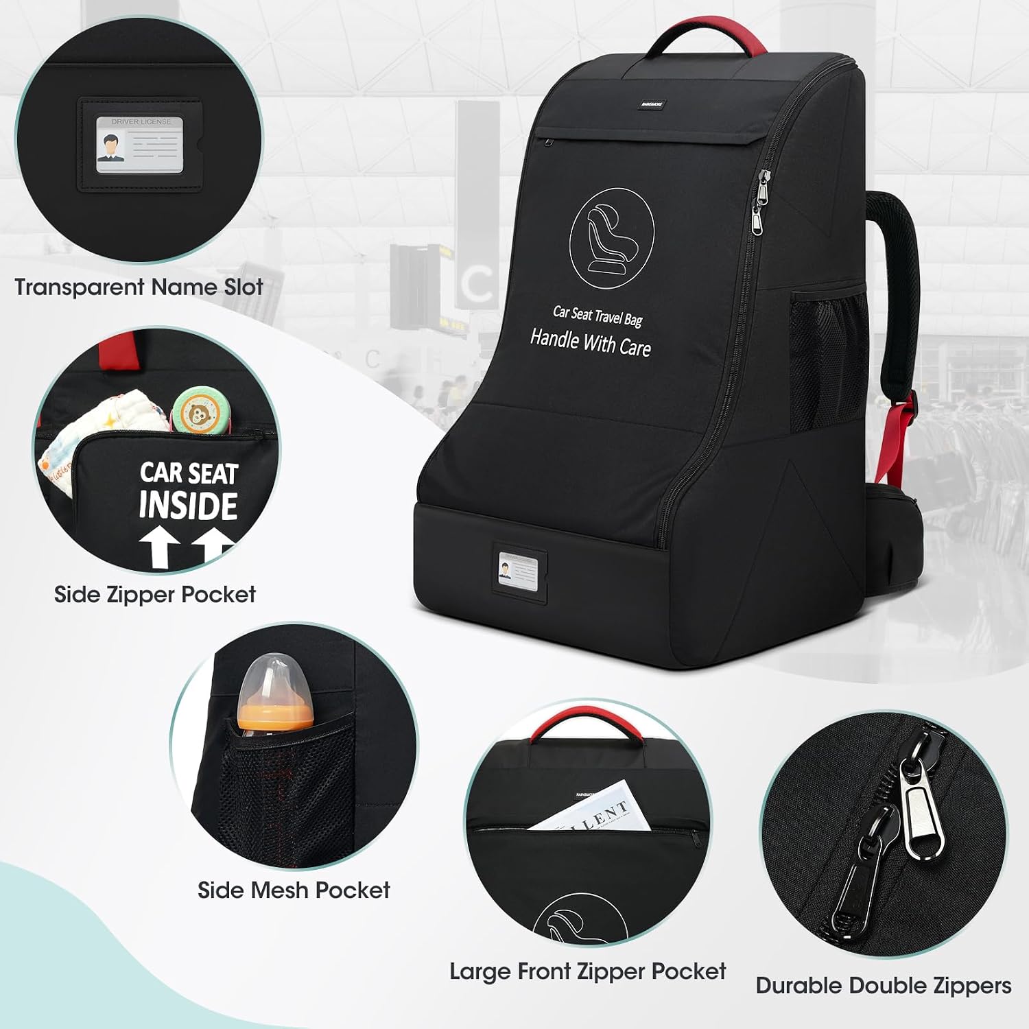 Thumbnail 4 de RAINSMORE Car Seat Travel Bag Backpack — Padded, Water‑Resistant