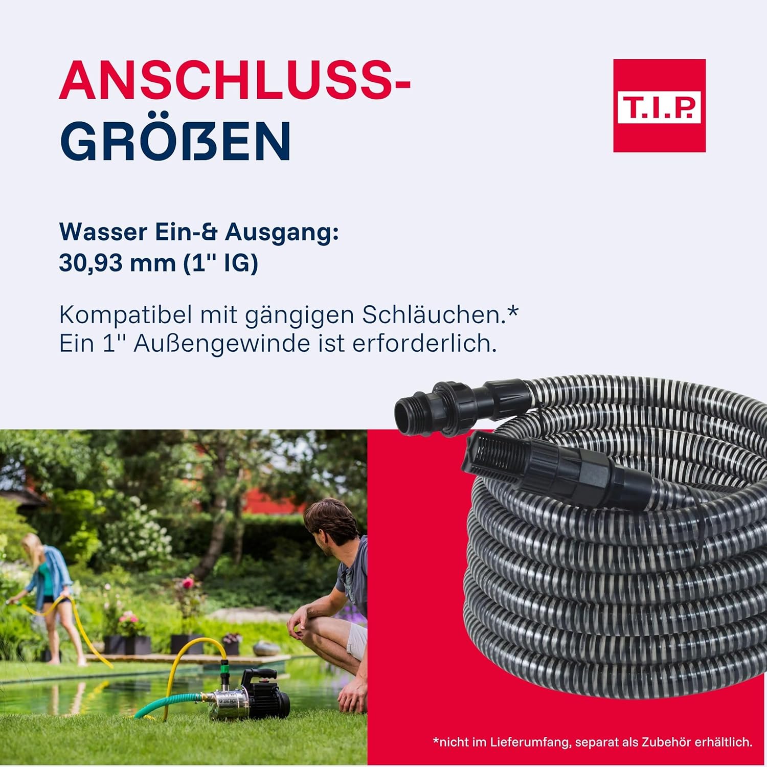 Detalle de T.I.P. GP 3000 INOX – Edelstahl-Gartenpumpe mit 2950 l/h, 42 m Förderhöhe und 550 W
