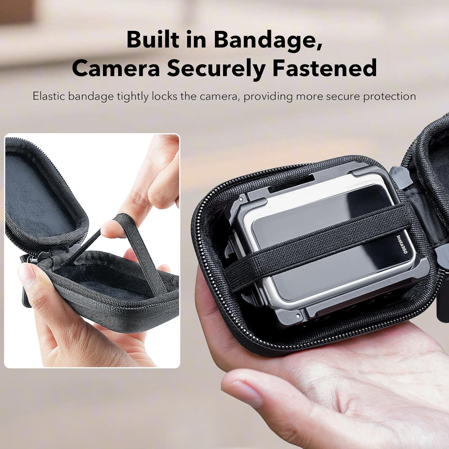Detalle de SYMIK Small Carrying Case for Insta360 GO Ultra – Compact Travel Shield