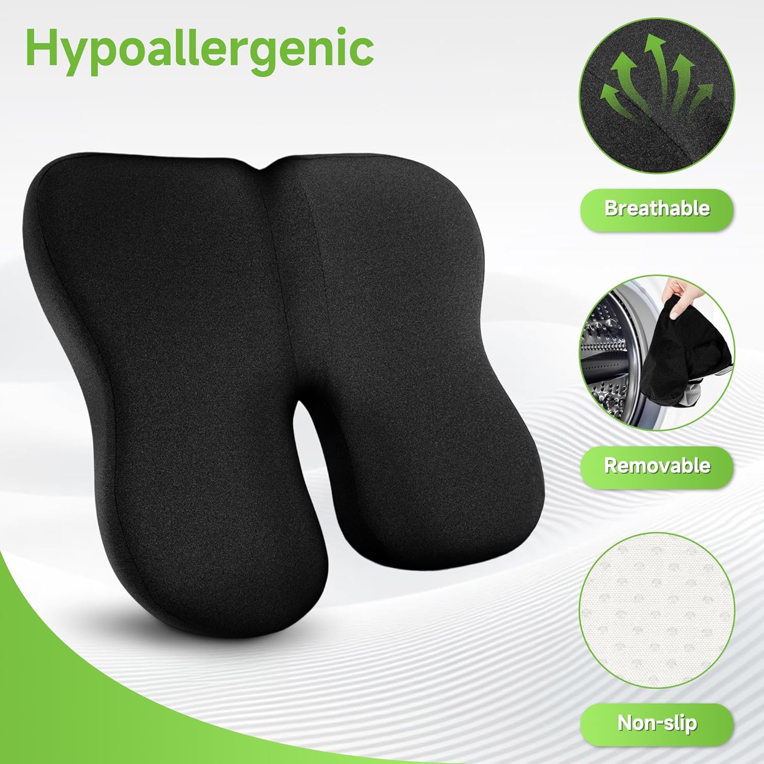 Detalle de Coussin Coccyx – Coussin Chaise Bureau Ergonomique avec Ouverture Centrale et Mousse à Mémoire de Forme