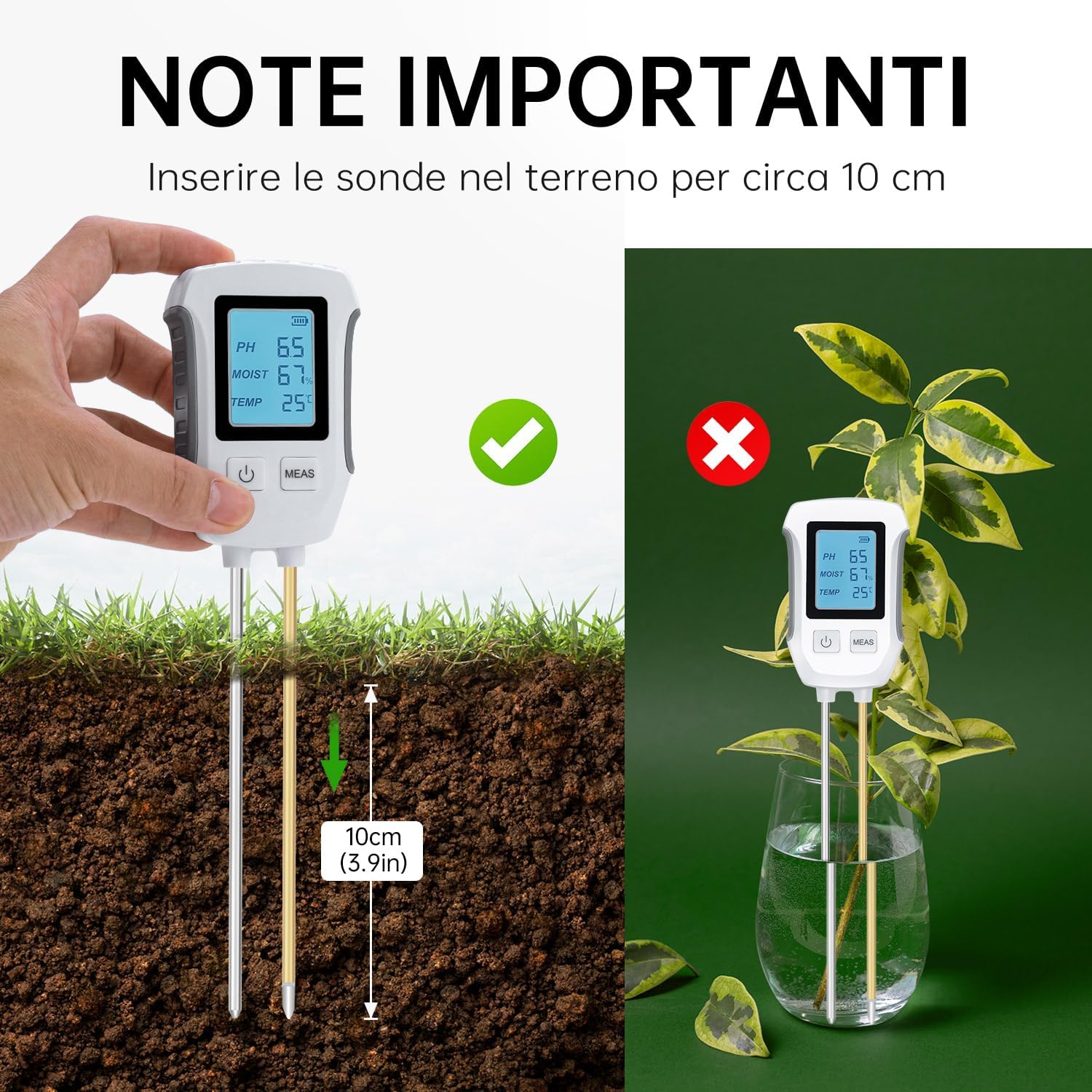 Detalle 2 de Wigearss 3 in 1 Misuratore pH terreno 📏