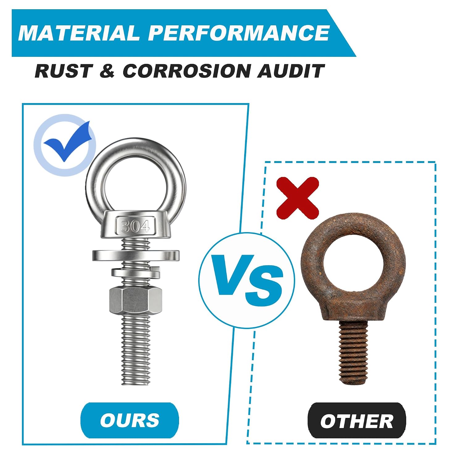 Detalle 2 de Fvqqdw Stainless Steel Eye Bolts, M8