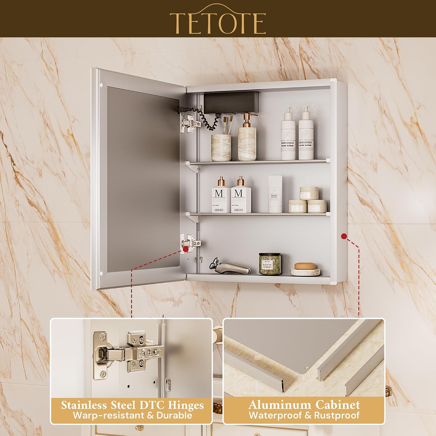 Thumbnail 6 de TETOTE 24 x 32-Inch LED Medicine Cabinet with Mirror, Anti-Fog and Dimmable Light