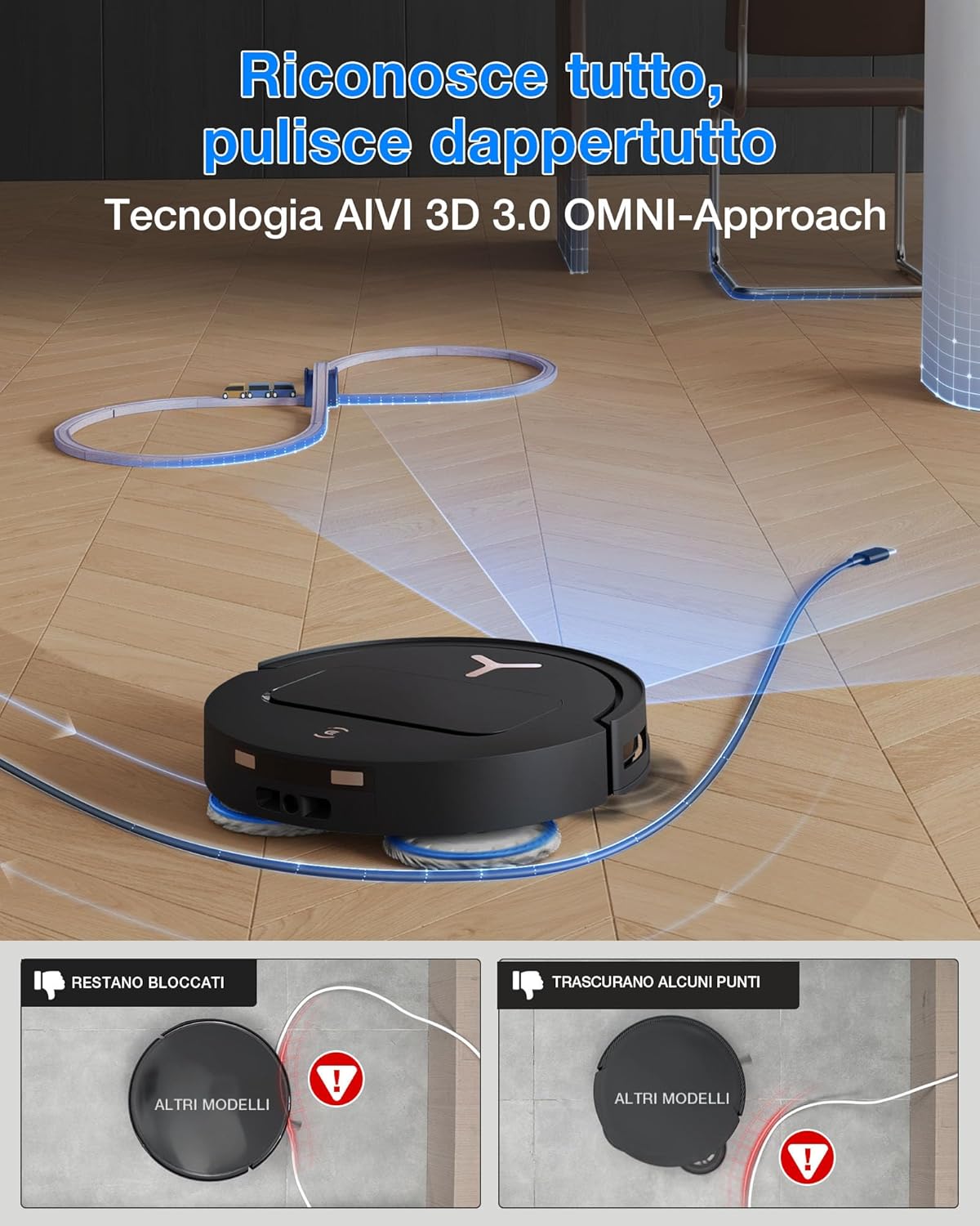 Thumbnail 6 de ECOVACS DEEBOT T50 Pro Omni Gen3 con AIVI 3D 3.0, stazione OMNI e potenza di aspirazione 25.000 Pa