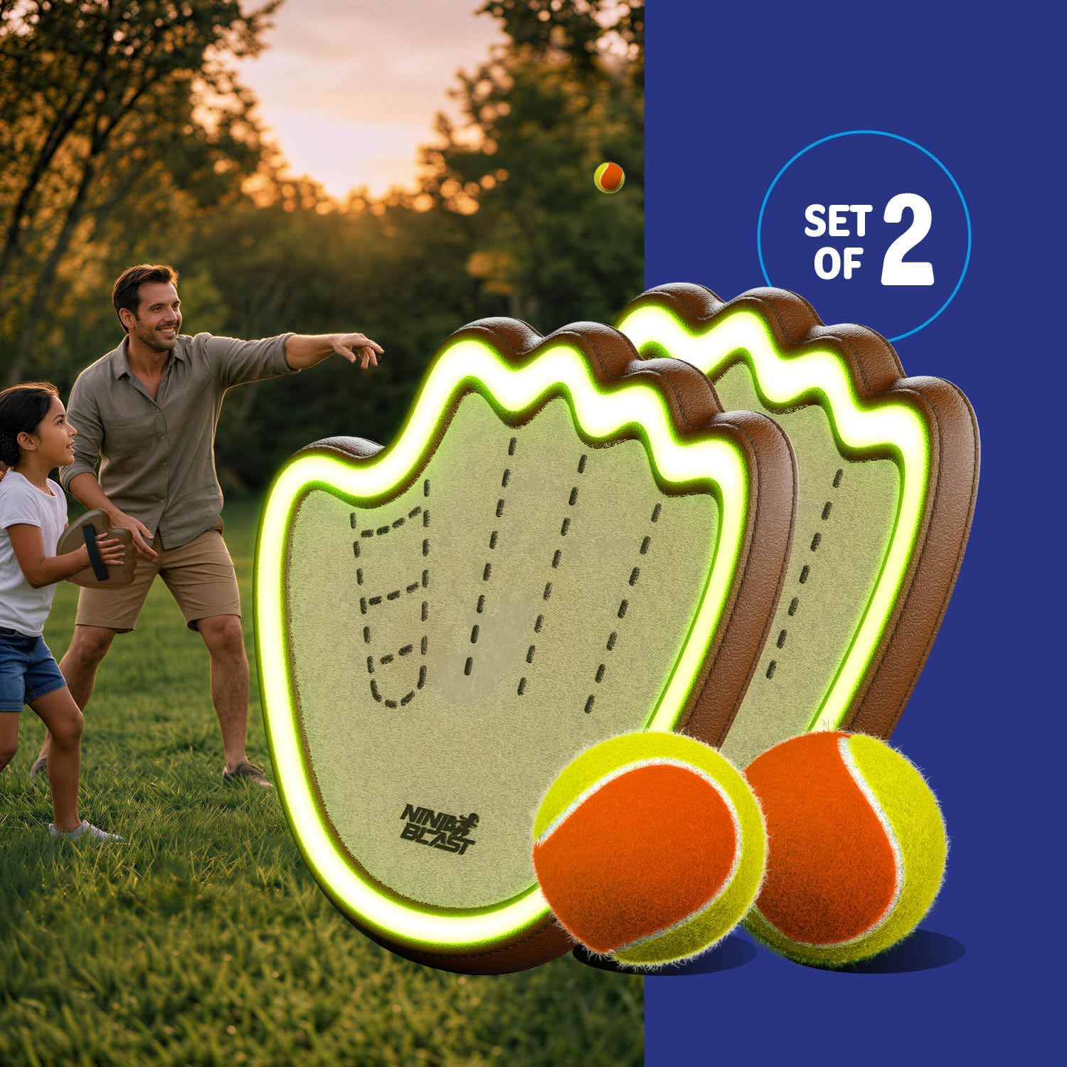 Thumbnail 4 de Ninja Blast JB-035 Light-Up Baseball Toss-and-Catch Game with Adjustable Gloves