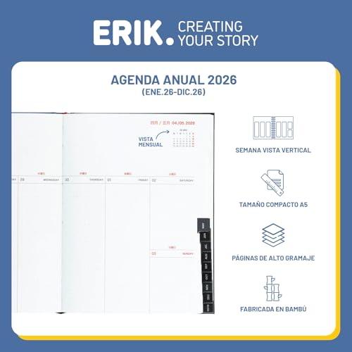 Thumbnail 1 de Grupo Erik Agenda 2026 Semana Vista Vertical A5, Bullet journal 📒