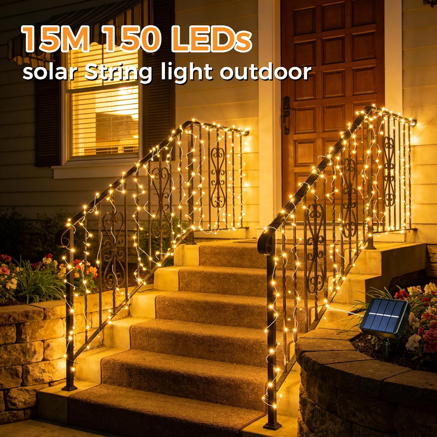 Detalle 2 de HeiPard Solar String Lights Outdoor – 2 Pack, 15m each, 150 LEDs