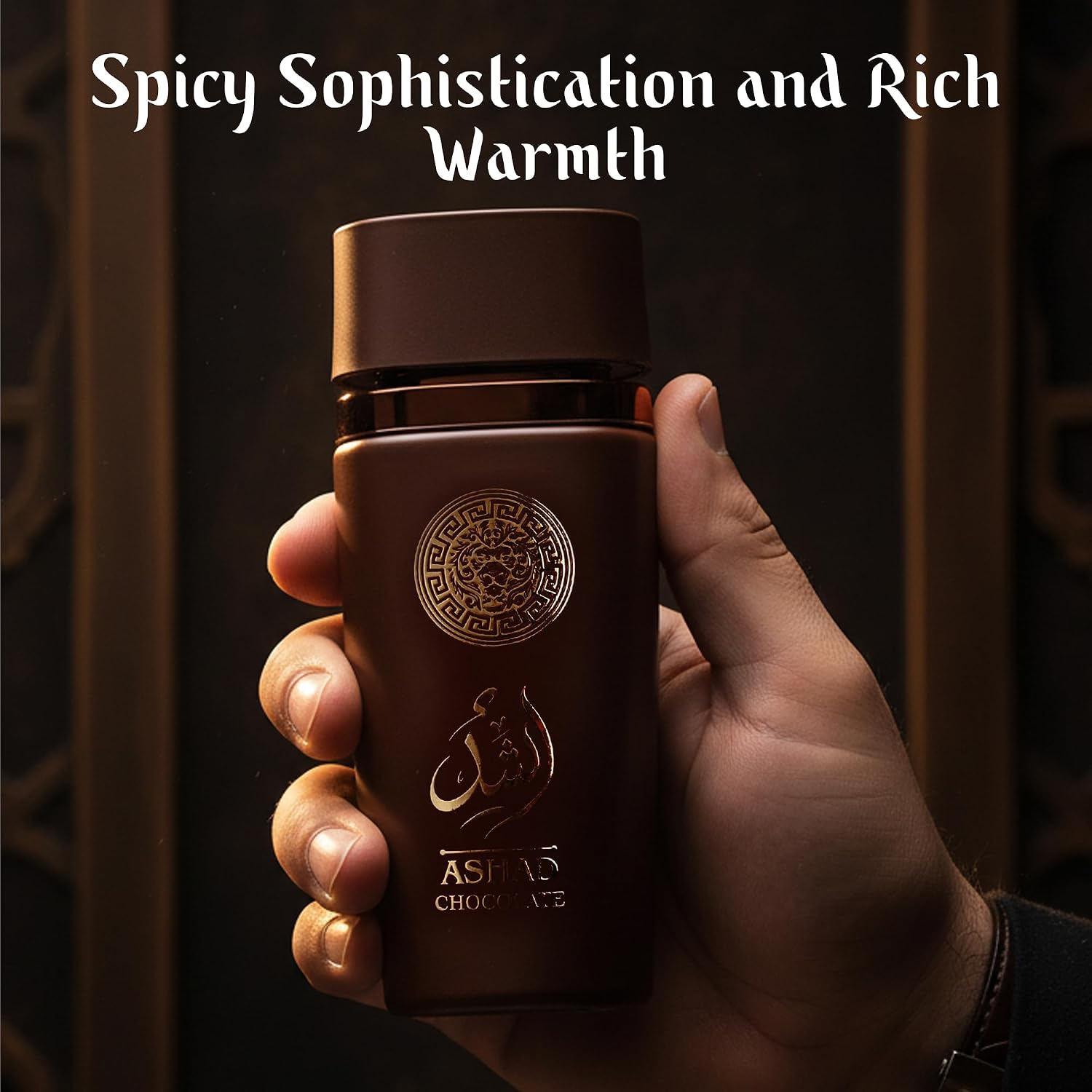Detalle de SAADAH Ashad Chocolate Eau de Parfum for Men, 120 mL, Cacao & Bourbon Vanilla